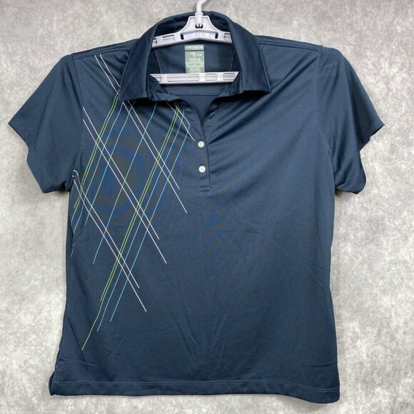 Page & Tuttle Cool Swing Golf Polo Womens Large Blue Graphic 2 Button - Picture 1 of 9